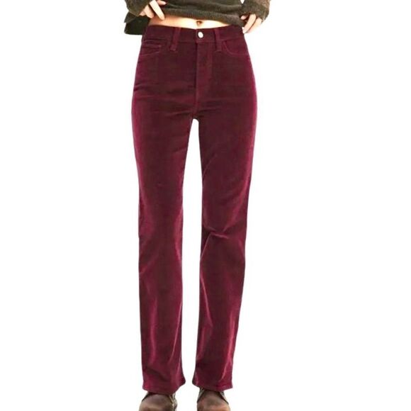 Levi’s Wedgie Straight Button Fly Corduroy Jeans in Burgundy Women's 24 - Picture 1 of 11